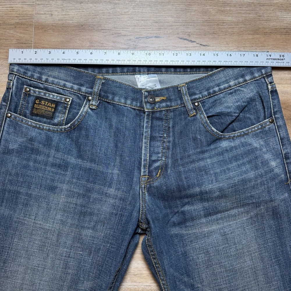 G-Star RAW Jeans Men 38x34 Blue Army Elwood Embroidered Medium Wash Denim Y2K - Picture 9 of 13